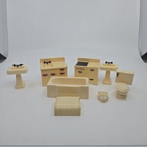 vintage plasco Renewal Or Similar Mcm dollhouse furniture Bathroom 8